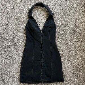 Urban Outfitters Black Jean Halter Dress